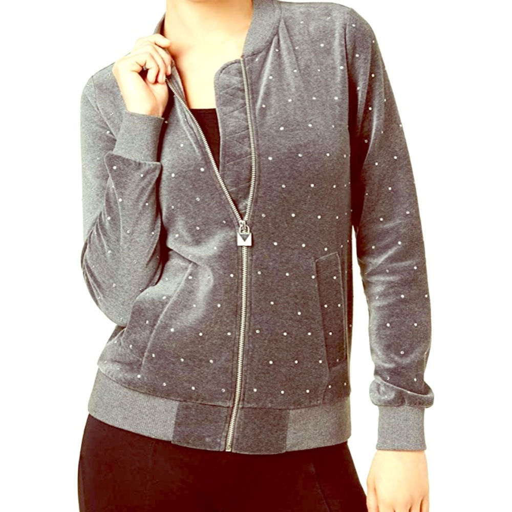 NWT Michael Kors XL rhinestone Zip Up MRSP 98